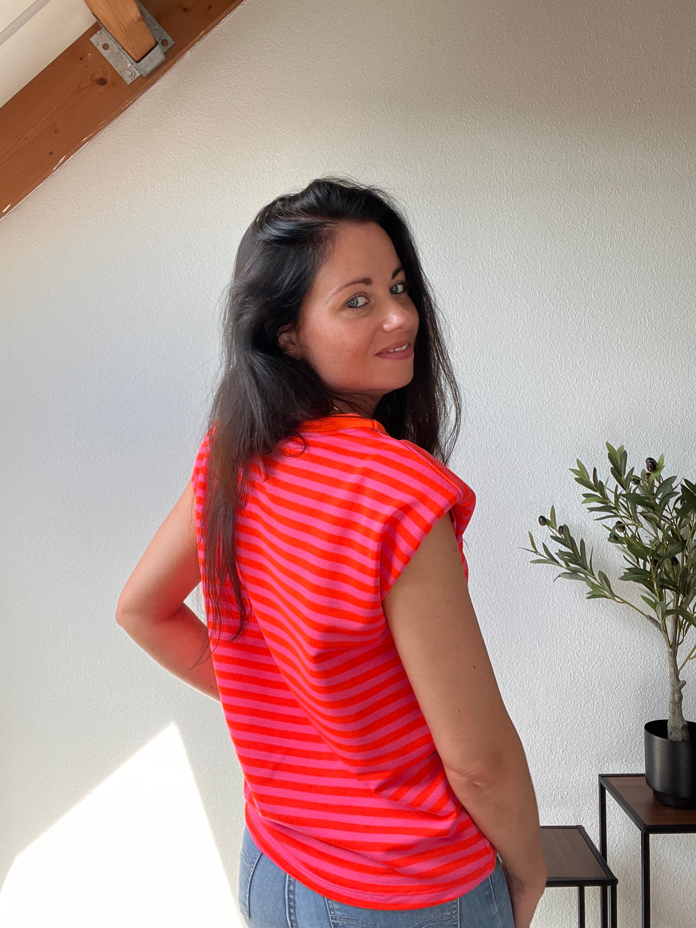 Stripe Tanktop - Oranje/Roze