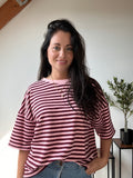 Stripe oversized Shirt met steentjes