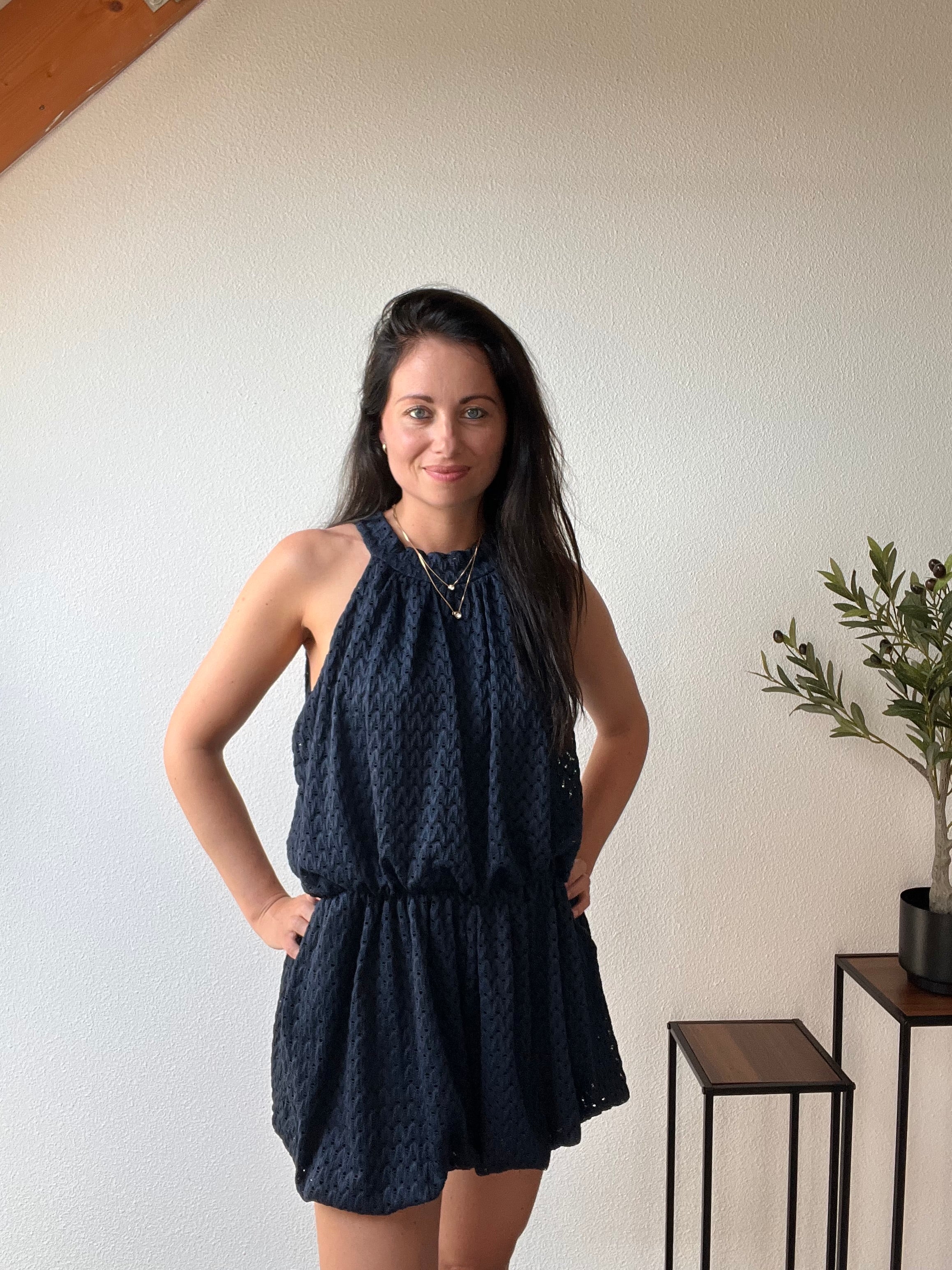 Halter Playsuit - Navy